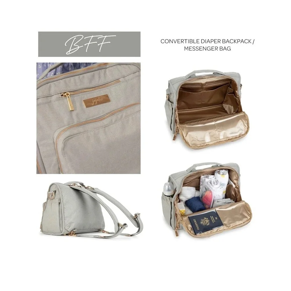 Jujube Dr. BFF Diaper Bag Pebble Gray Rose Gold Hardware New With Tags